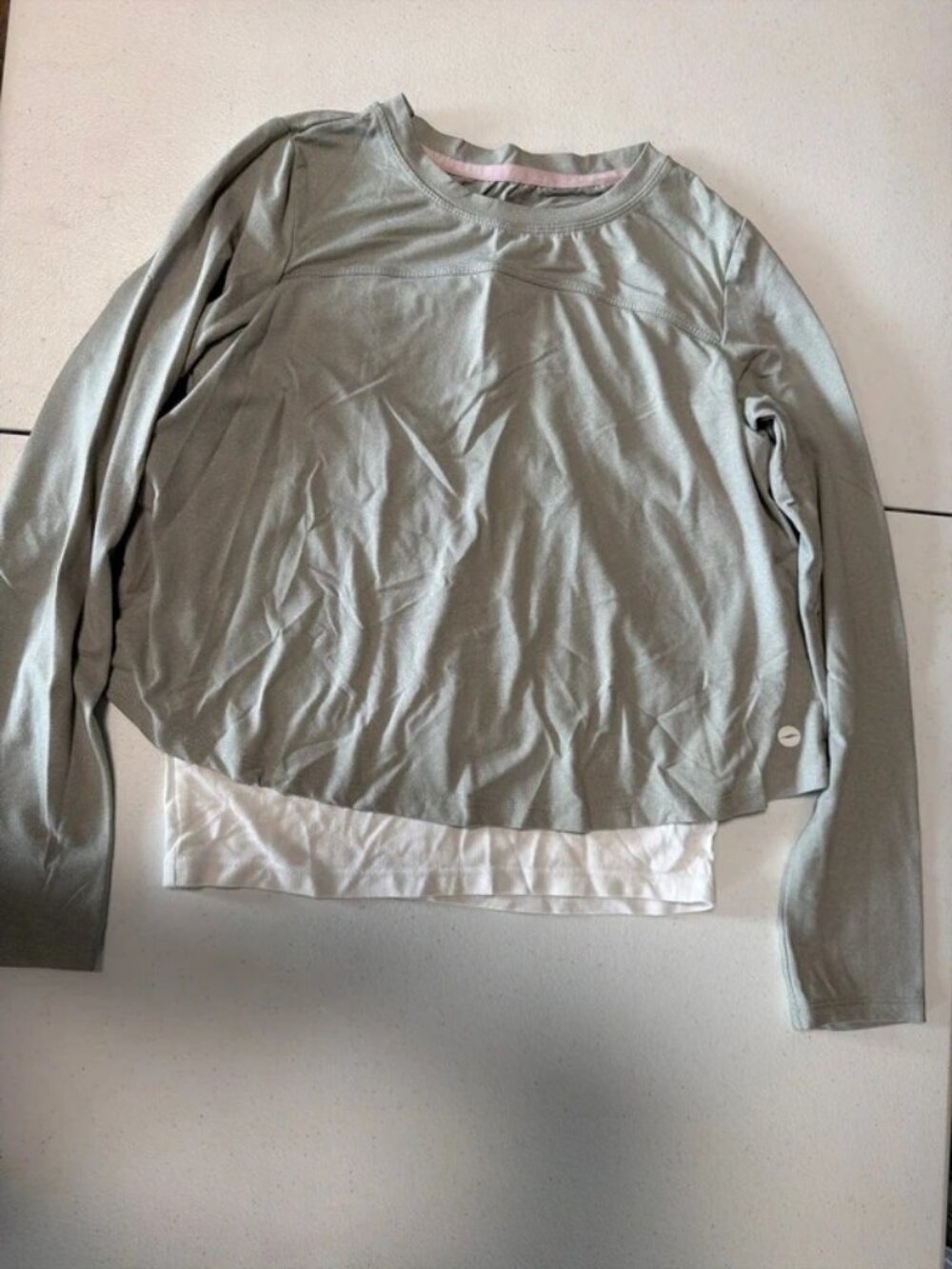 Little girls gray soft long sleeve top 7/8